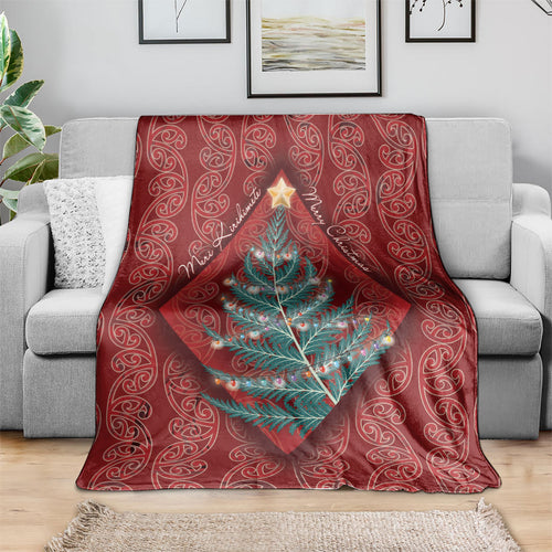 Aotearoa Maori Mangopare Meri Kirihimete Blanket Christmas Fern