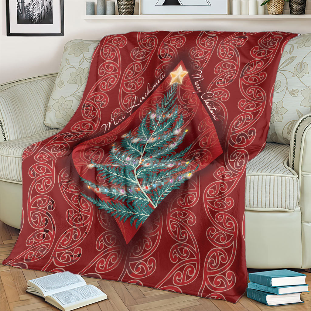 Aotearoa Maori Mangopare Meri Kirihimete Blanket Christmas Fern