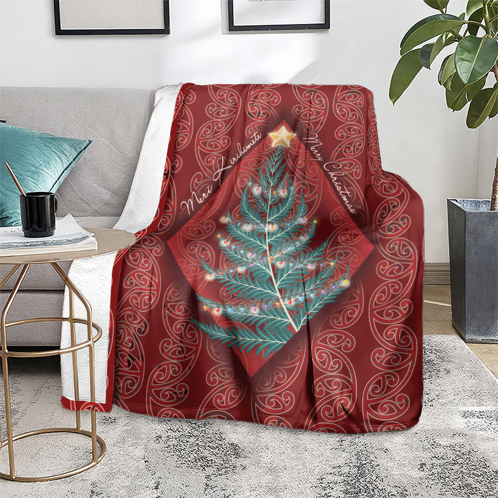Aotearoa Maori Mangopare Meri Kirihimete Blanket Christmas Fern