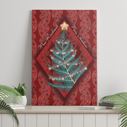 Aotearoa Maori Mangopare Meri Kirihimete Canvas Wall Art Christmas Fern