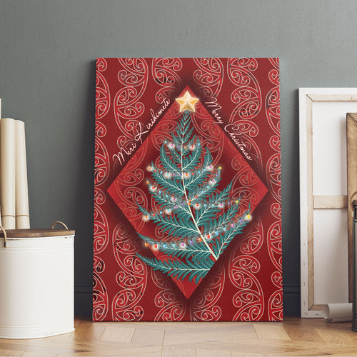 Aotearoa Maori Mangopare Meri Kirihimete Canvas Wall Art Christmas Fern