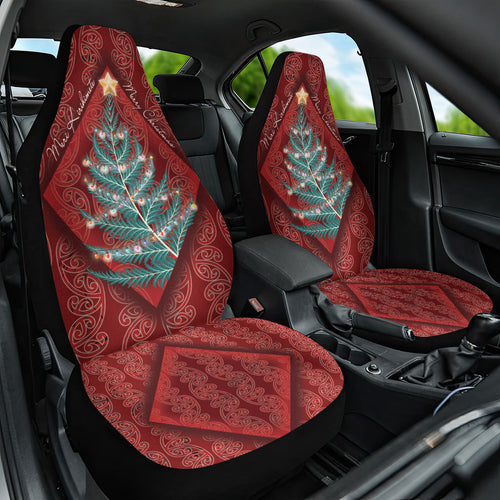 Aotearoa Maori Mangopare Meri Kirihimete Car Seat Cover Christmas Fern