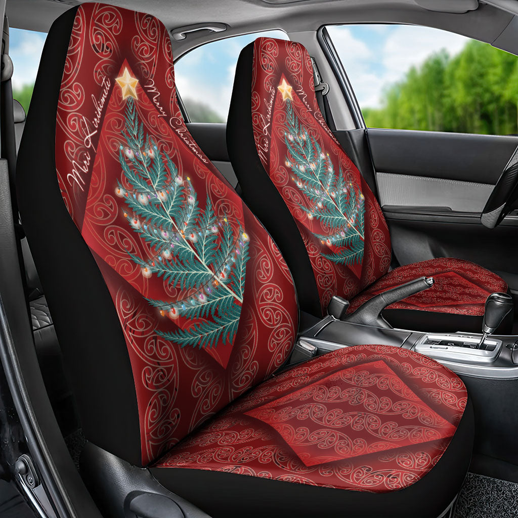 Aotearoa Maori Mangopare Meri Kirihimete Car Seat Cover Christmas Fern