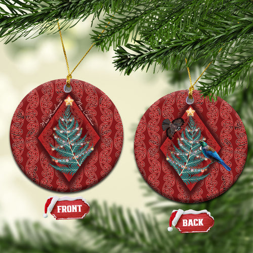 Aotearoa Maori Mangopare Meri Kirihimete Ceramic Ornament Christmas Fern