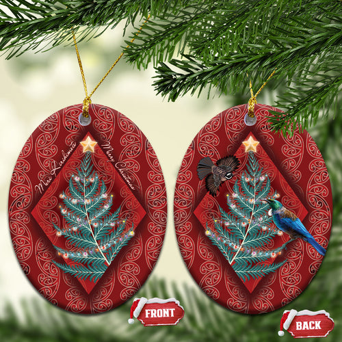 Aotearoa Maori Mangopare Meri Kirihimete Ceramic Ornament Christmas Fern