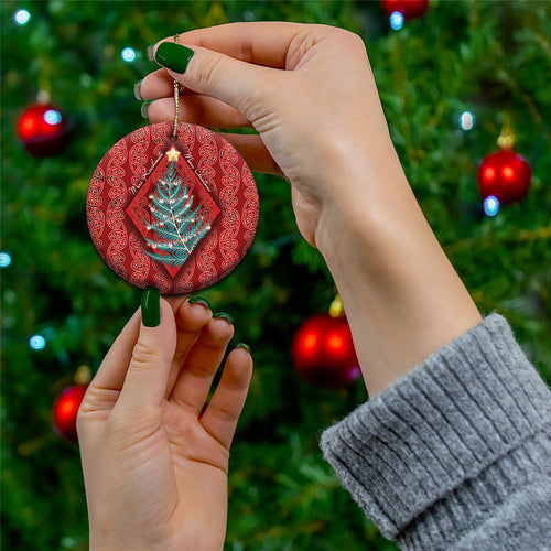 Aotearoa Maori Mangopare Meri Kirihimete Ceramic Ornament Christmas Fern