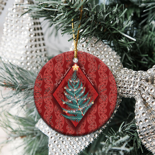 Aotearoa Maori Mangopare Meri Kirihimete Ceramic Ornament Christmas Fern