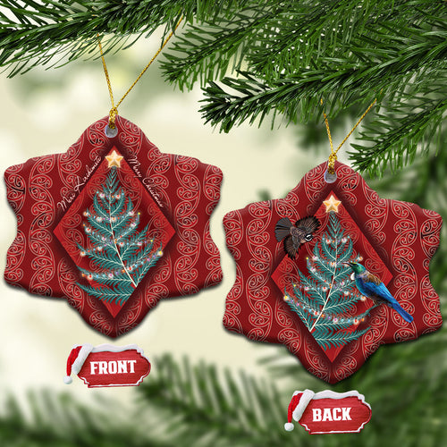 Aotearoa Maori Mangopare Meri Kirihimete Ceramic Ornament Christmas Fern