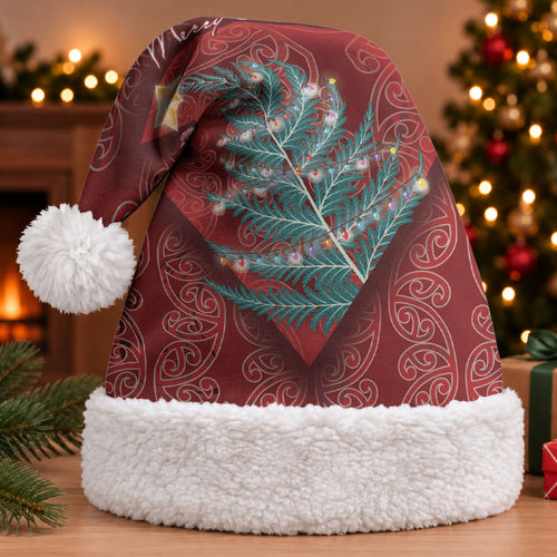 Aotearoa Maori Mangopare Meri Kirihimete Christmas Santa Hat Christmas Fern