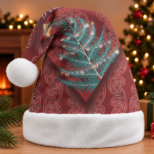 Aotearoa Maori Mangopare Meri Kirihimete Christmas Santa Hat Christmas Fern