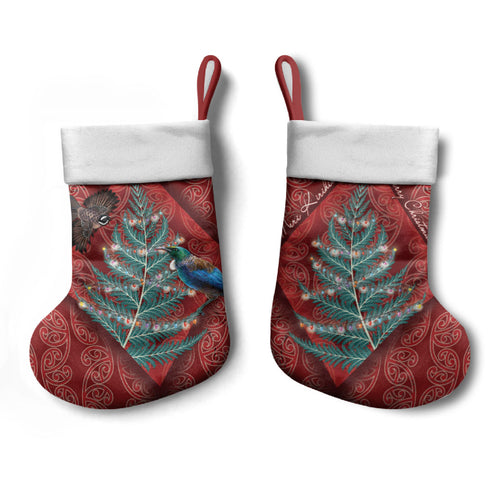 Aotearoa Maori Mangopare Meri Kirihimete Christmas Stocking Christmas Fern