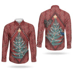 Aotearoa Maori Mangopare Meri Kirihimete Couples Matching Off The Shoulder Long Sleeve Dress and Long Sleeve Button Shirt Christmas Fern