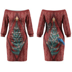 Aotearoa Maori Mangopare Meri Kirihimete Couples Matching Off The Shoulder Long Sleeve Dress and Long Sleeve Button Shirt Christmas Fern