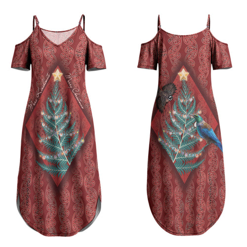 Aotearoa Maori Mangopare Meri Kirihimete Couples Matching Summer Maxi Dress and Hawaiian Shirt Christmas Fern