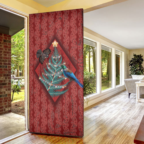 Aotearoa Maori Mangopare Meri Kirihimete Door Cover Christmas Fern
