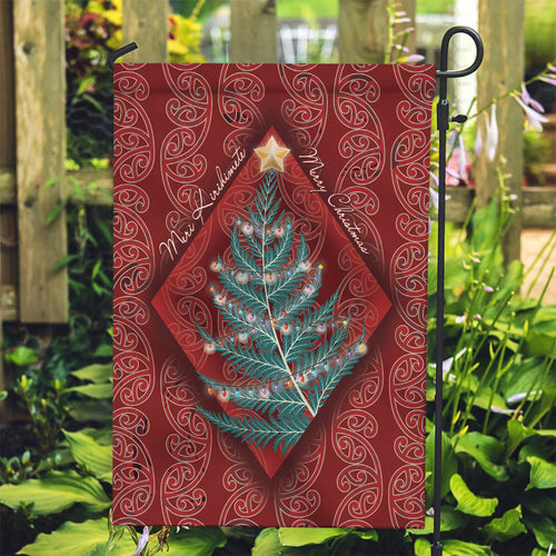 Aotearoa Maori Mangopare Meri Kirihimete Garden Flag Christmas Fern