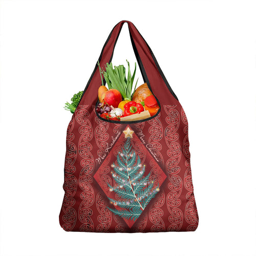 Aotearoa Maori Mangopare Meri Kirihimete Grocery Bag Christmas Fern