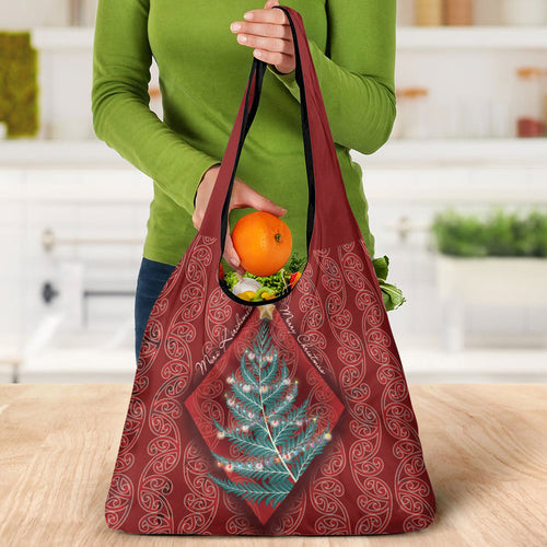 Aotearoa Maori Mangopare Meri Kirihimete Grocery Bag Christmas Fern