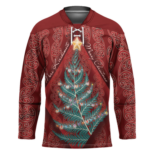 Aotearoa Maori Mangopare Meri Kirihimete Hockey Jersey Christmas Fern
