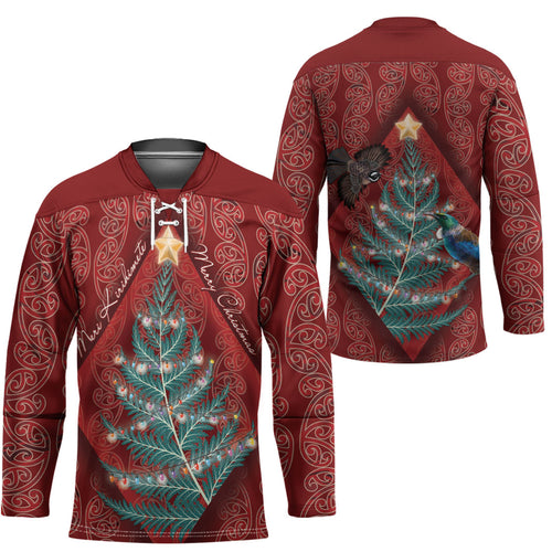 Aotearoa Maori Mangopare Meri Kirihimete Hockey Jersey Christmas Fern