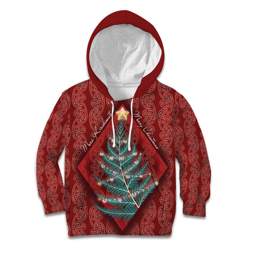 Aotearoa Maori Mangopare Meri Kirihimete Kid Hoodie Christmas Fern
