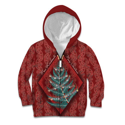 Aotearoa Maori Mangopare Meri Kirihimete Kid Hoodie Christmas Fern