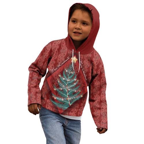 Aotearoa Maori Mangopare Meri Kirihimete Kid Hoodie Christmas Fern