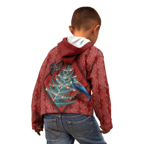 Aotearoa Maori Mangopare Meri Kirihimete Kid Hoodie Christmas Fern