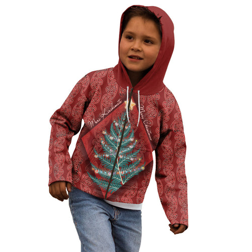 Aotearoa Maori Mangopare Meri Kirihimete Kid Hoodie Christmas Fern