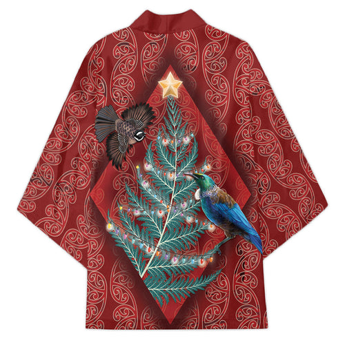 Aotearoa Maori Mangopare Meri Kirihimete Kimono Christmas Fern