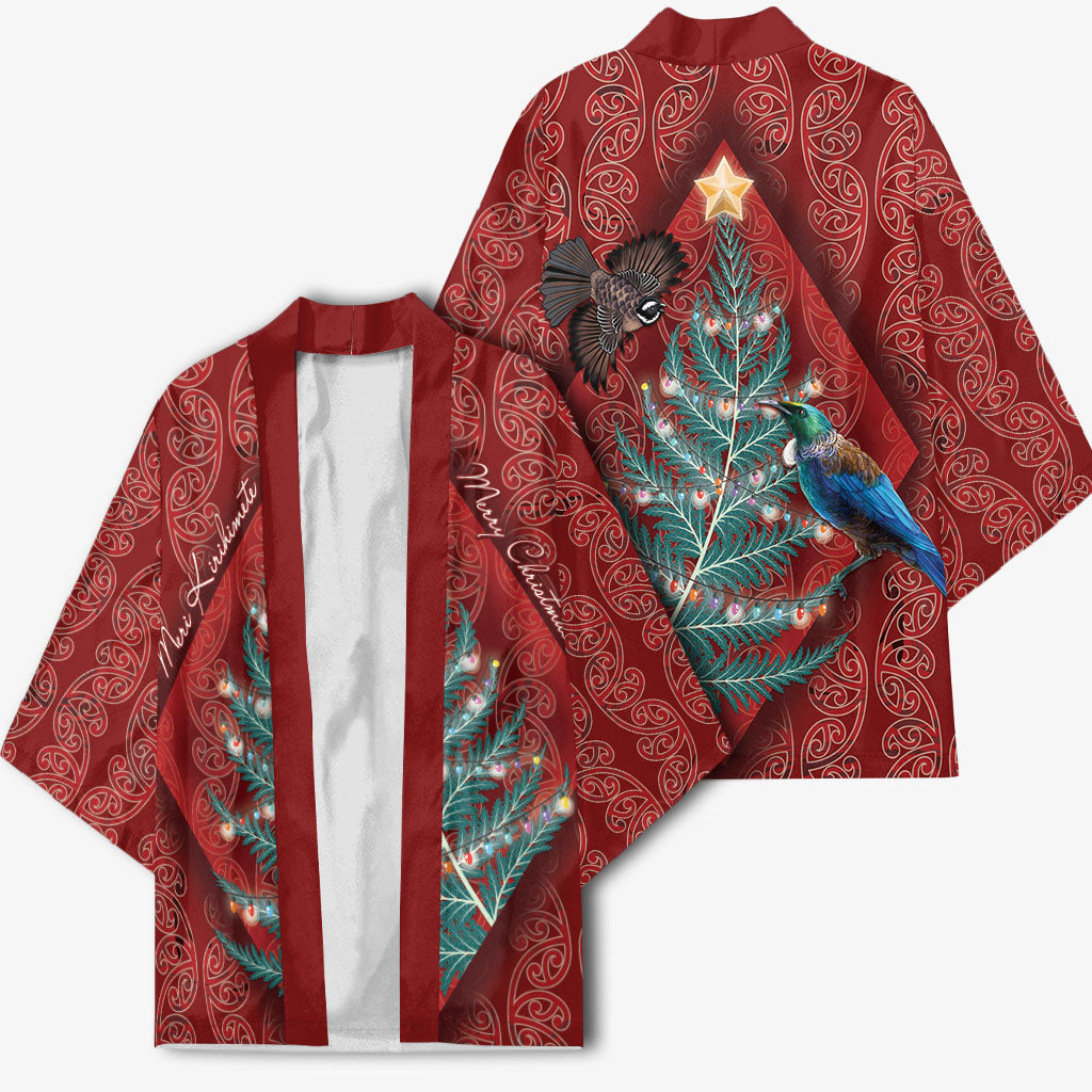 Aotearoa Maori Mangopare Meri Kirihimete Kimono Christmas Fern