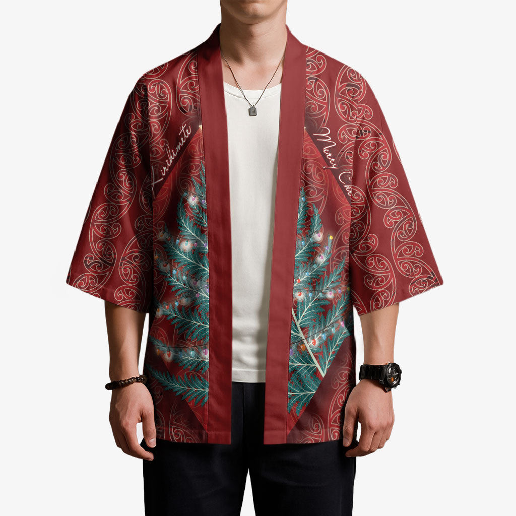 Aotearoa Maori Mangopare Meri Kirihimete Kimono Christmas Fern
