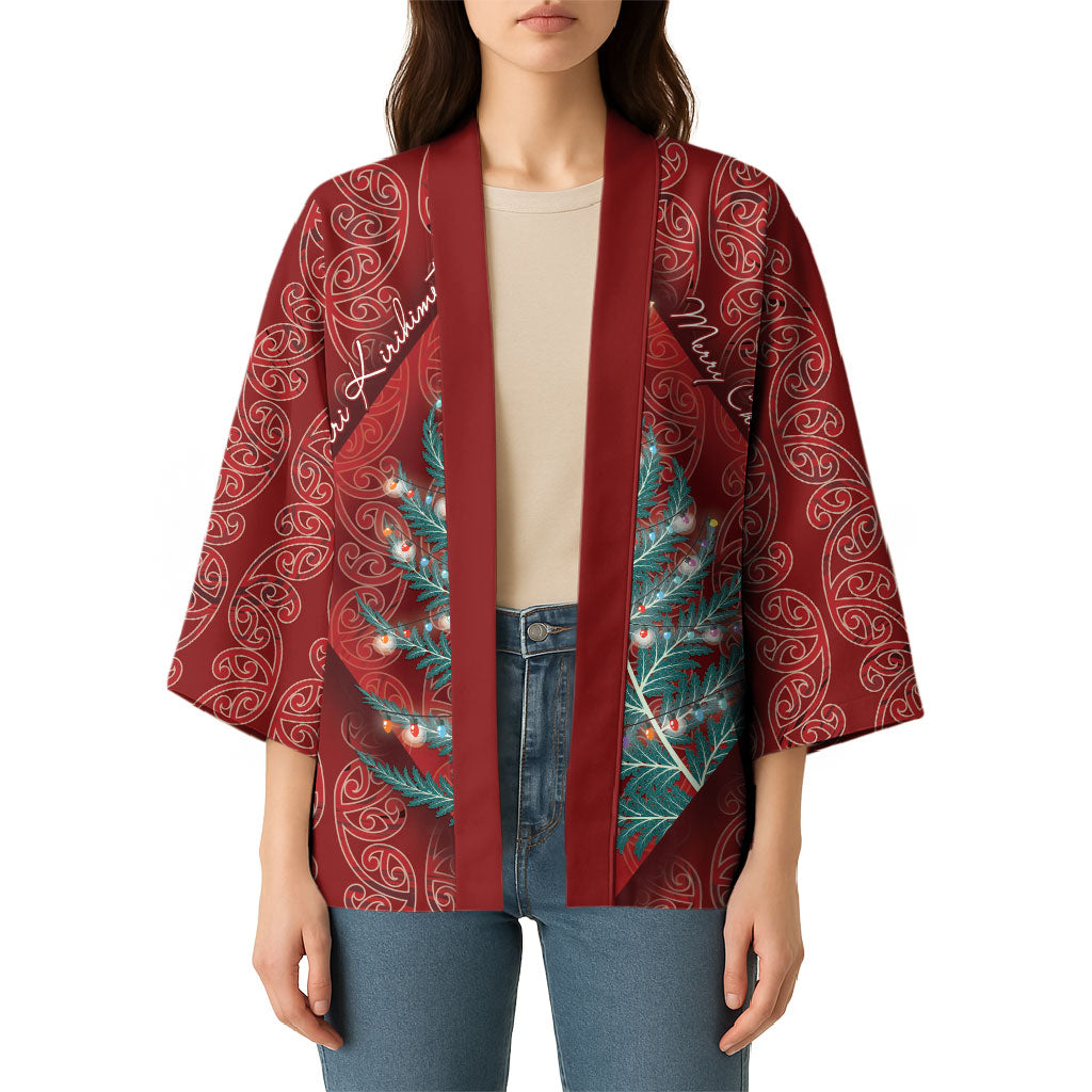Aotearoa Maori Mangopare Meri Kirihimete Kimono Christmas Fern