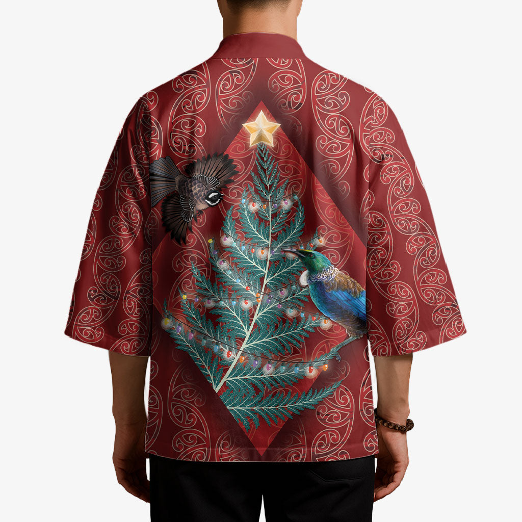 Aotearoa Maori Mangopare Meri Kirihimete Kimono Christmas Fern
