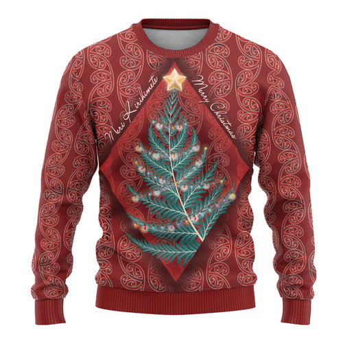 Aotearoa Maori Mangopare Meri Kirihimete Ugly Christmas Sweater Christmas Fern