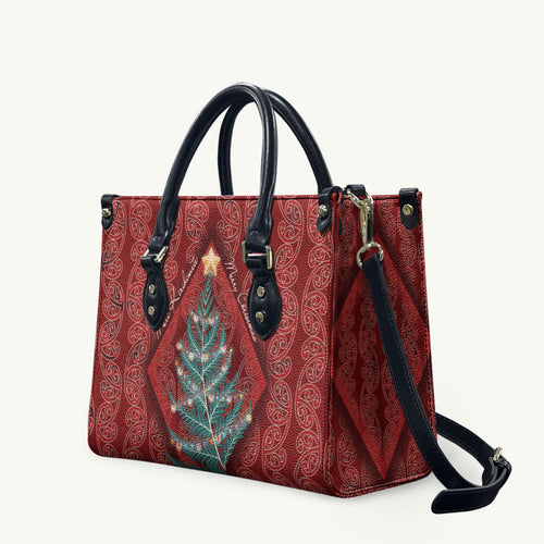 Aotearoa Maori Mangopare Meri Kirihimete Leather Bag Christmas Fern