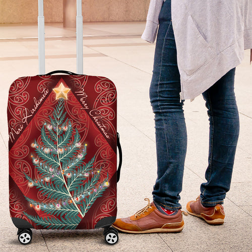 Aotearoa Maori Mangopare Meri Kirihimete Luggage Cover Christmas Fern