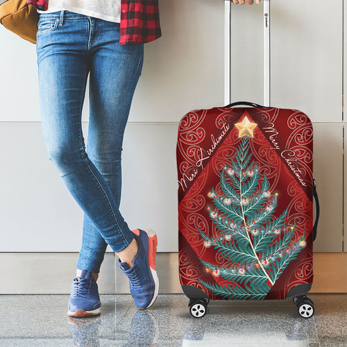Aotearoa Maori Mangopare Meri Kirihimete Luggage Cover Christmas Fern