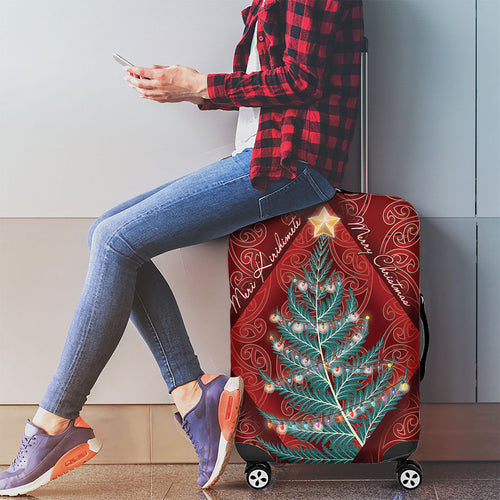 Aotearoa Maori Mangopare Meri Kirihimete Luggage Cover Christmas Fern