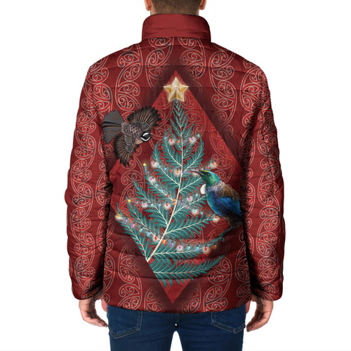 Aotearoa Maori Mangopare Meri Kirihimete Padded Jacket Christmas Fern