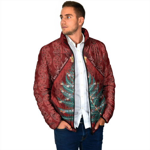 Aotearoa Maori Mangopare Meri Kirihimete Padded Jacket Christmas Fern