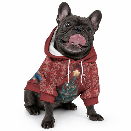 Aotearoa Maori Mangopare Meri Kirihimete Pet Hoodie Christmas Fern