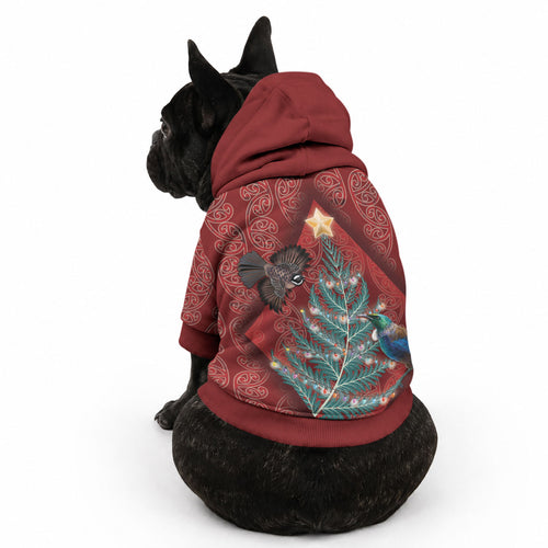 Aotearoa Maori Mangopare Meri Kirihimete Pet Hoodie Christmas Fern