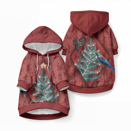 Aotearoa Maori Mangopare Meri Kirihimete Pet Hoodie Christmas Fern