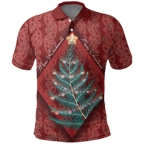 Aotearoa Maori Mangopare Meri Kirihimete Polo Shirt Christmas Fern