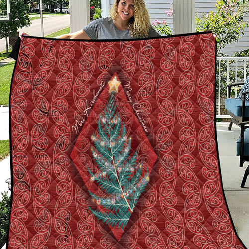 Aotearoa Maori Mangopare Meri Kirihimete Quilt Christmas Fern