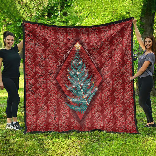 Aotearoa Maori Mangopare Meri Kirihimete Quilt Christmas Fern