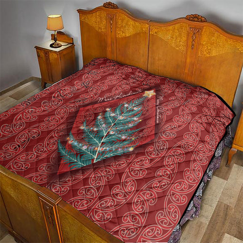 Aotearoa Maori Mangopare Meri Kirihimete Quilt Christmas Fern
