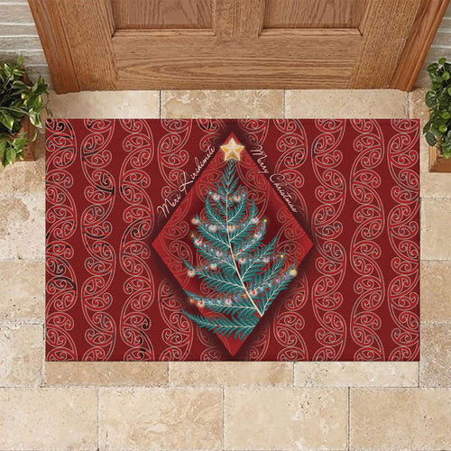 Aotearoa Maori Mangopare Meri Kirihimete Rubber Doormat Christmas Fern