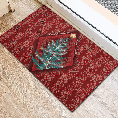 Aotearoa Maori Mangopare Meri Kirihimete Rubber Doormat Christmas Fern